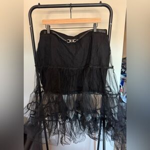 Dolls Kill x Hello Kitty Mesh Two-fer Skirt w/ Bow Belt